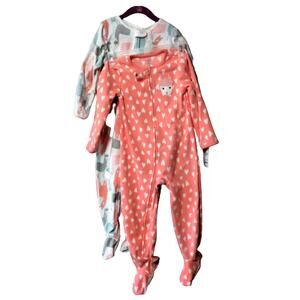 Set of 2 Just One You Carters Girls Boys Footed Fleece Pajamas White Size 4T New